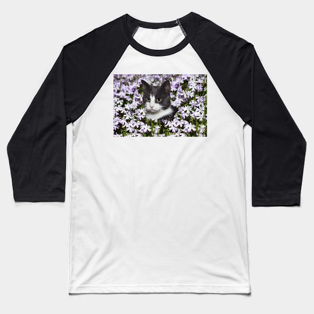 cat flower Baseball T-Shirt by kawaii_shop